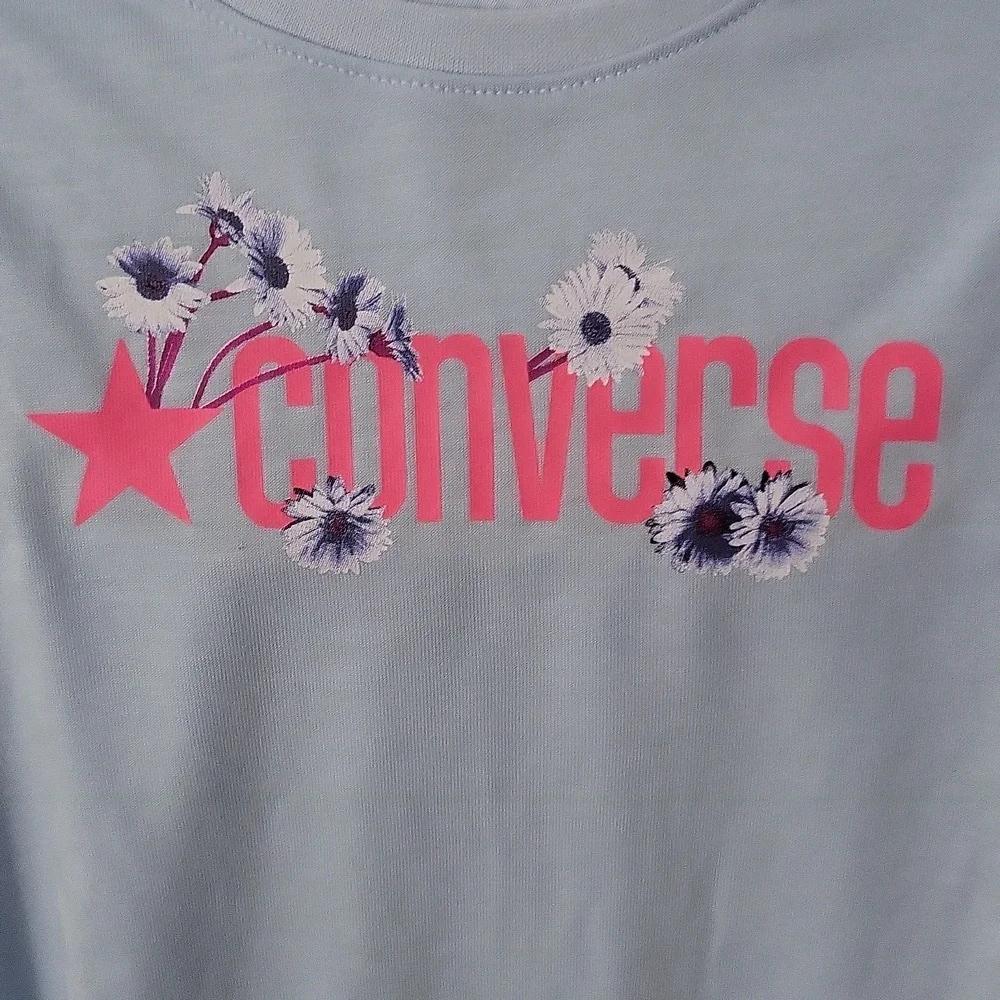Converse Light Blue T-Shirt with Pink Logo